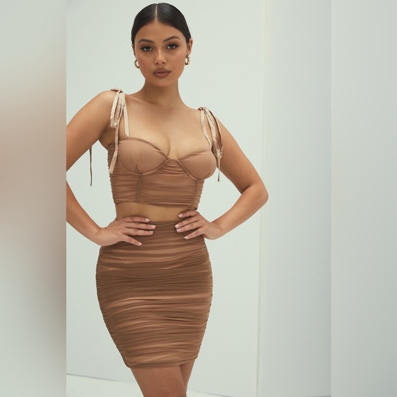 NWOT MISTRESS ROCKS Darling Camel Gathered Corset Top - Picture 5 of 10